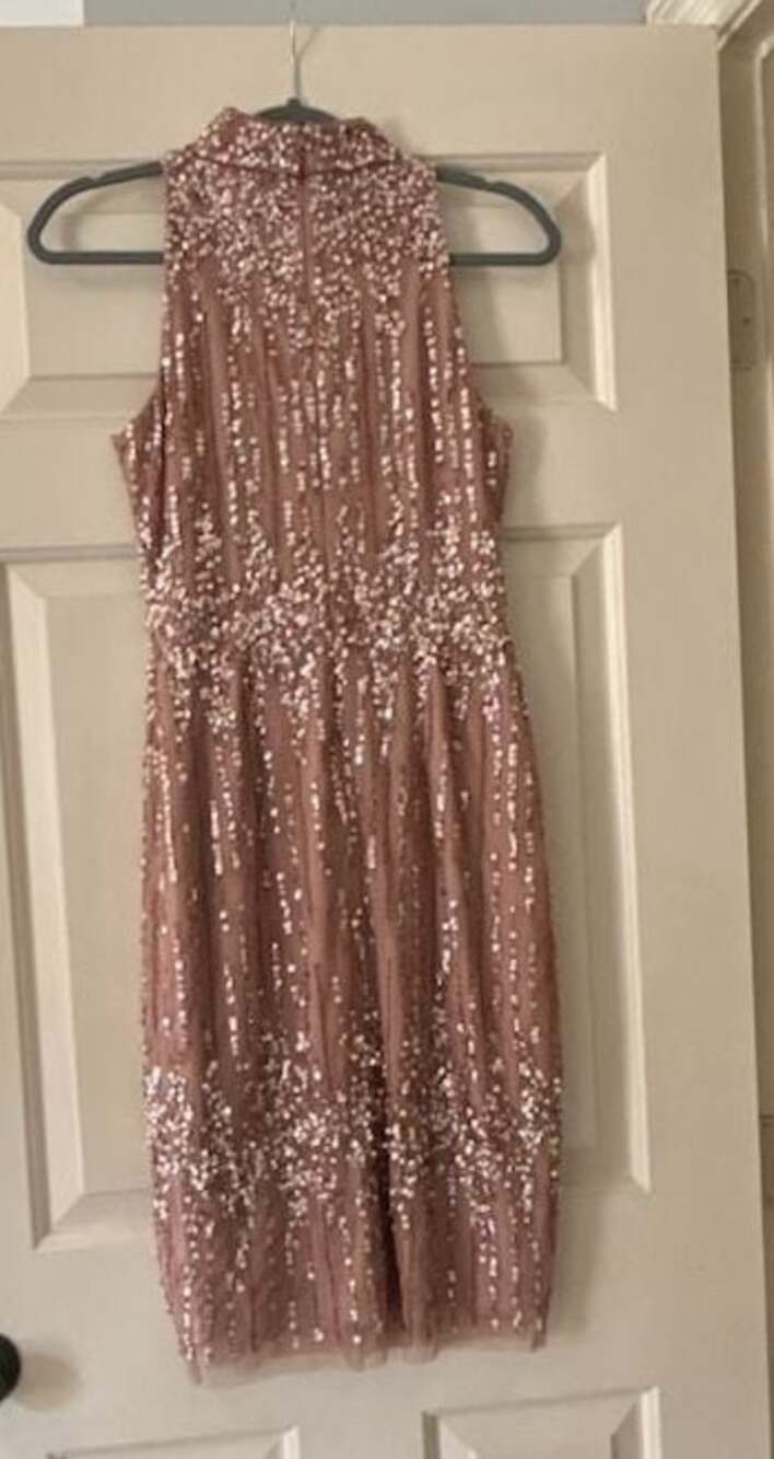 Adrianna Papell Sequin Beaded High Neck Cocktail Dress Size 2 - Picture 2 of 7